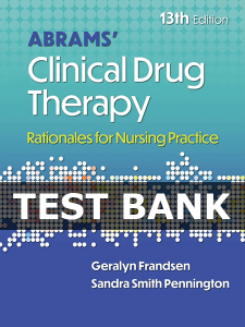 Test Bank Abrams Clinical Drug Therapy 13th Frandsen